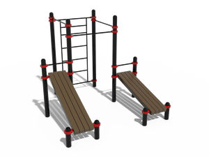 Воркаут комплекс 2 турника, шведская стенка и 2 наклонные скамьи